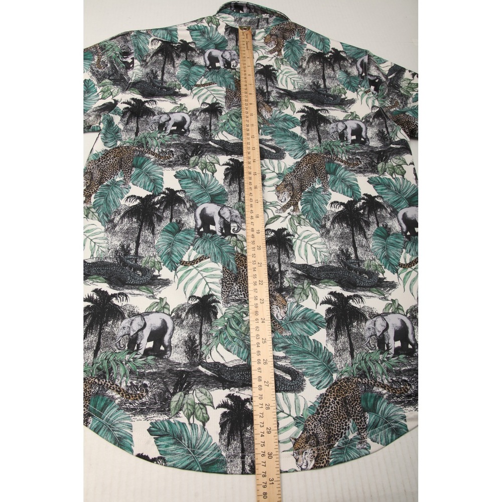 BYLT Men's L Printed Polo Shirt Jungle Safari Elephant Leopard Crocodile - Picture 9 of 11